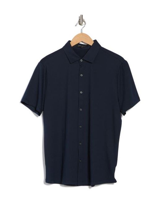 Robert Barakett Blue Glensea Short Sleeve Button-Up Knit Shirt for men