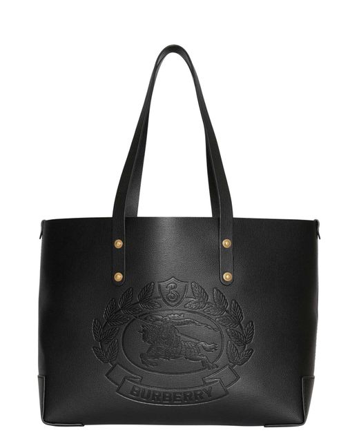 Burberry Black Small Embossed Crest Tote