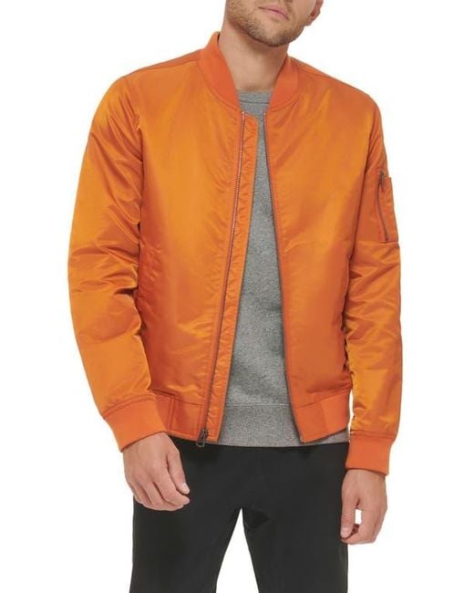 Levi's Orange Nylon Satin Bomber Jacket for men
