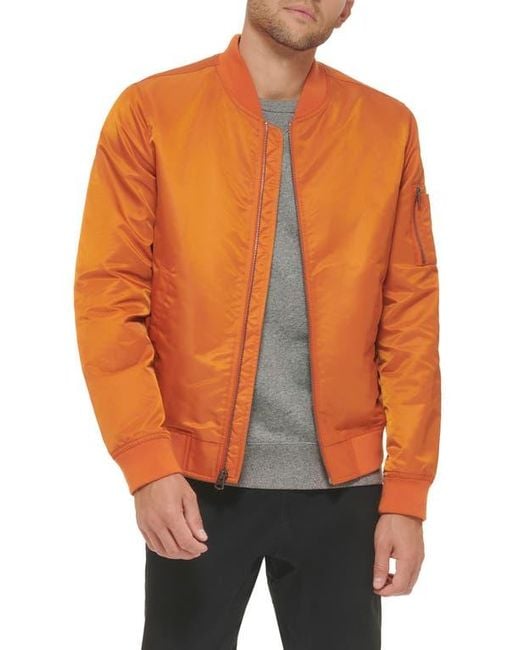 Levi's Orange Nylon Satin Bomber Jacket for men