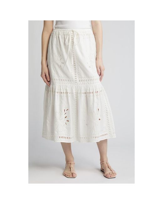 Rails White Prina Cotton Eyelet Skirt