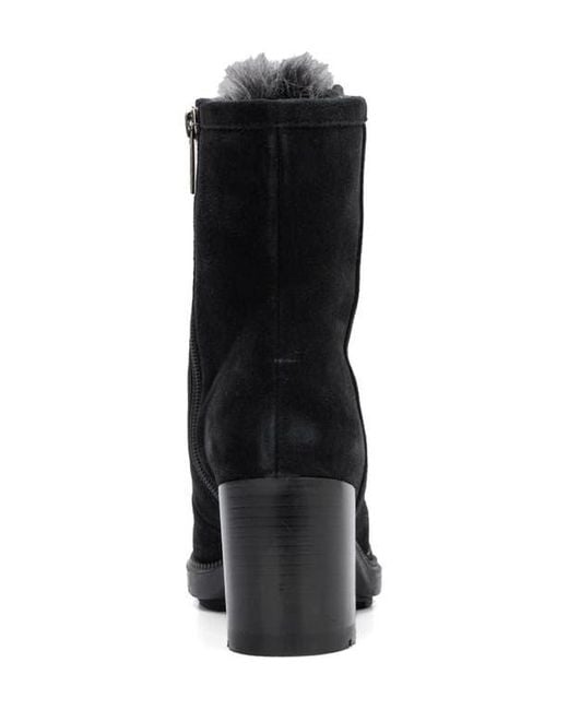 Aquatalia Black Irvina Hiker Boot With Genuine Shearling Trim