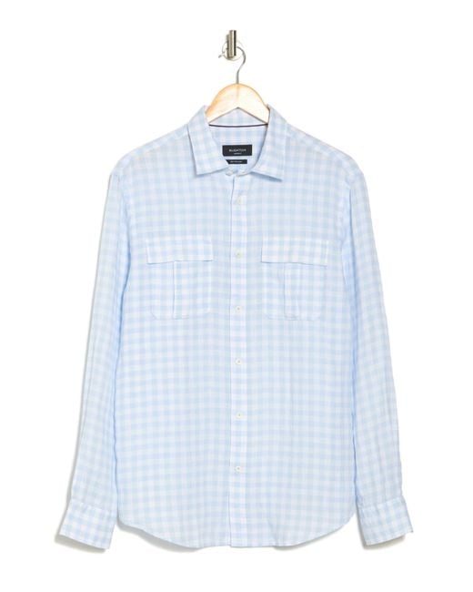 Bugatchi White Long Sleeve Stretch Linen Button-up Shirt for men