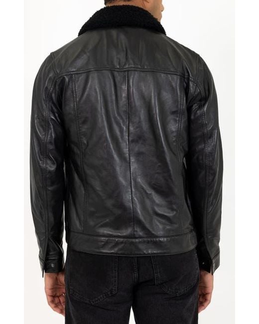 PINOPORTE Black Lambskin Leather Jacket for men