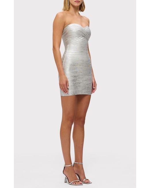 Hervé Léger Multicolor The Metallic Isla Strapless Body-Con Bandage Minidress