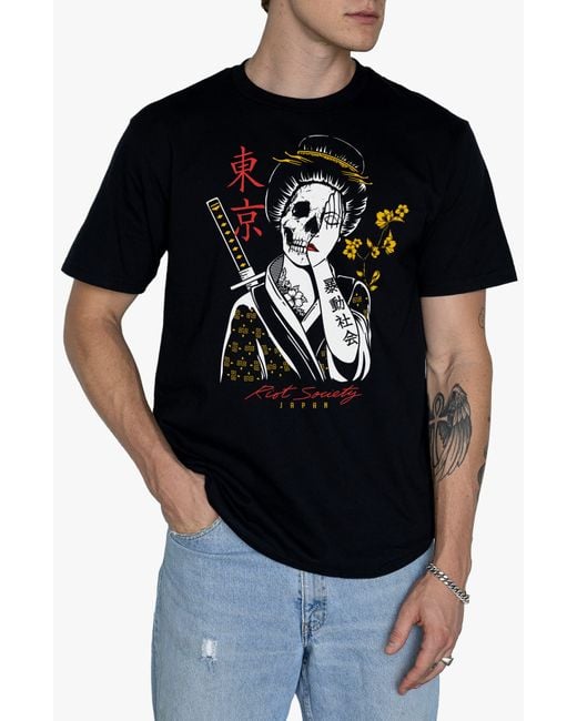 Riot Society Black Geisha Shame Graphic T-shirt for men