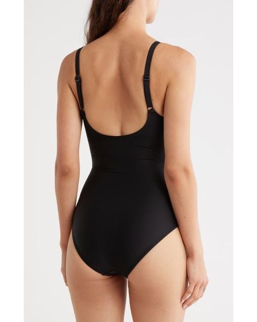 DKNY Black Twisted One-Piece Swimsuit