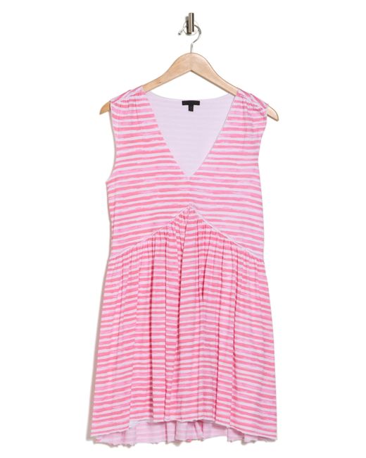 ATM Pink Stripe Sleeveless Jersey Minidress