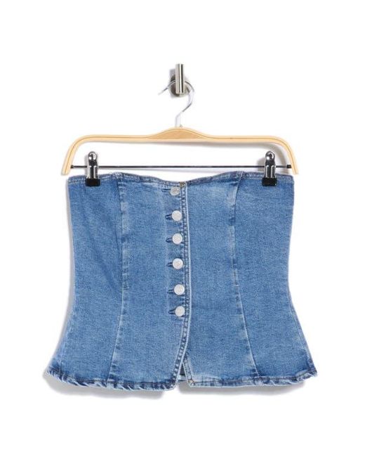 Current/Elliott Blue Strapless Button Front Bustier