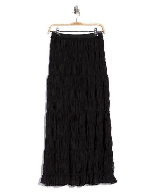 Max Studio Black Shirred Georgette Maxi Skirt