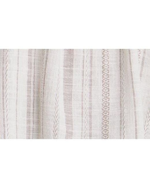Splendid White Farrah Stripe Puff Sleeve Top