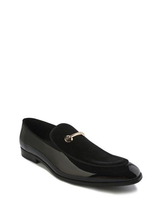 Gino Vitale Black Velvet & Patent Leather Bit Loafer for men