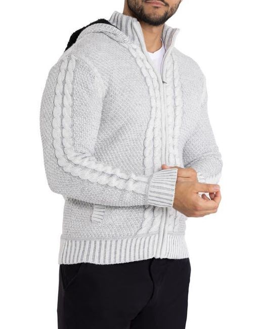 Xray Jeans Gray Hooded Mock Neck Sweater Jacket for men