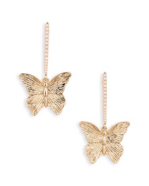 Nordstrom White Imitation Pearl Butterfly Drop Earrings