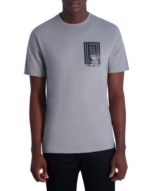 Karl Lagerfeld Gray Rubberized Logo Cotton Graphic T-shirt for men