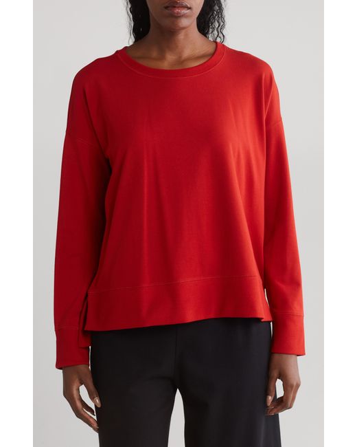 Eileen Fisher Red Long Sleeve Organic Cotton T-shirt