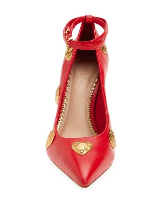 Cinq À Sept Red Madison Ankle Strap Pump