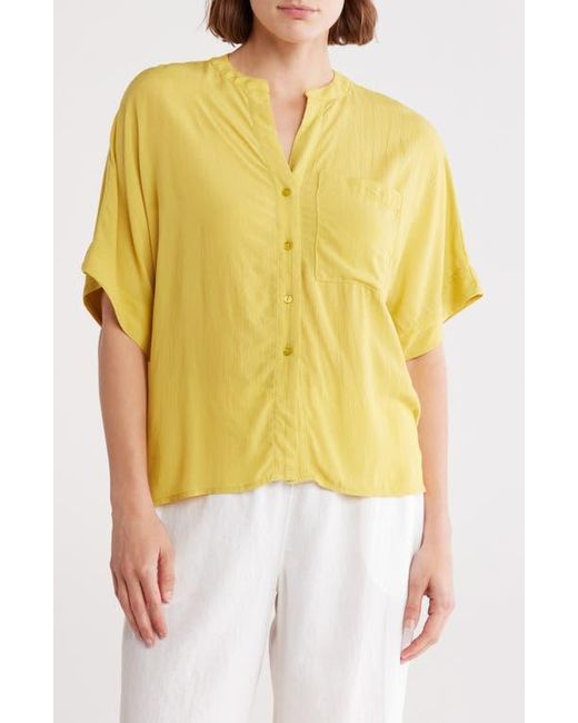 Tahari Yellow Split Neck Shirt