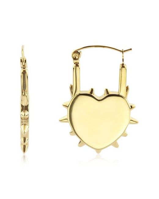 Rebel Metallic Spiked Heart Huggie Hoop Earrings