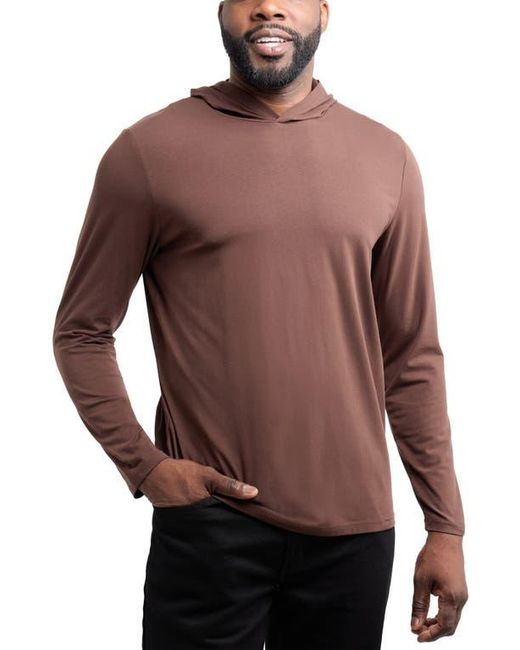 Xray Jeans Brown Long Sleeve Hooded T-Shirt for men
