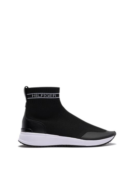 Tommy Hilfiger Reco Sock Sneakers in Black | Lyst