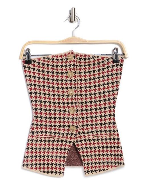 Love By Design Multicolor Hannah Strapless Houndstooth Top