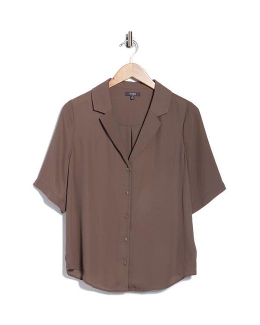 NYDJ Brown Gabrielle Floral Print Camp Shirt