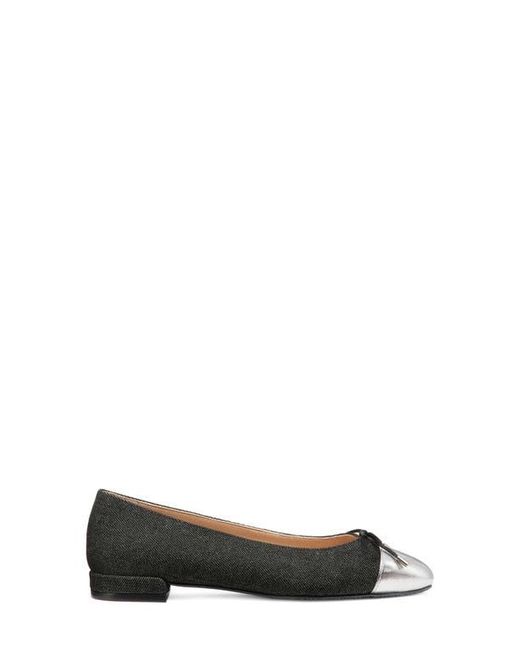 Stuart Weitzman Black Sleek Cap Toe Bow Flat
