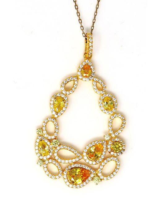 Suzy Levian Cubic Zirconia Pendant Necklace In Yellow At Nordstrom Rack