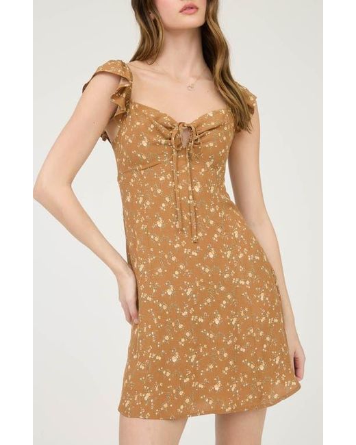 Blu Pepper Natural Floral Flutter Cap Sleeve Minidress