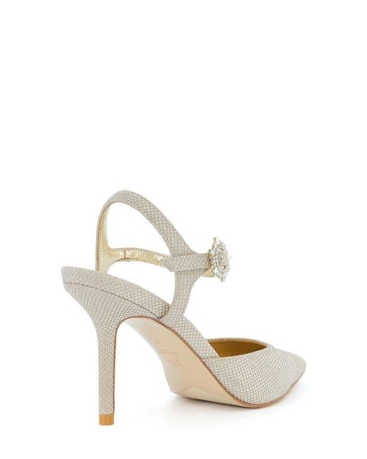 Dune White Channel Ankle Strap Pointed Toe Pump