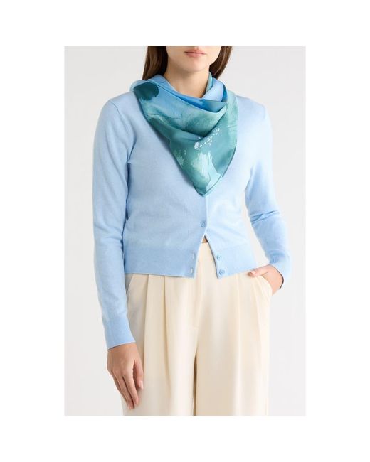 BCBGMAXAZRIA Blue Ink Bloom Square Scarf