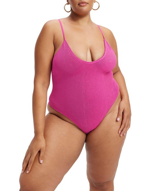 GOOD AMERICAN Pink Always Fits Sculpt One-piece Swimsuit