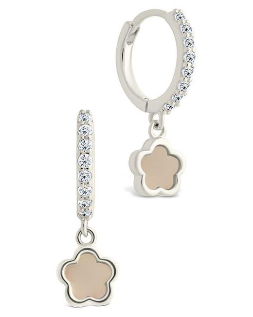 Sterling Forever White Faelina Cubic Zirconia & Star Drop Hoop Earrings