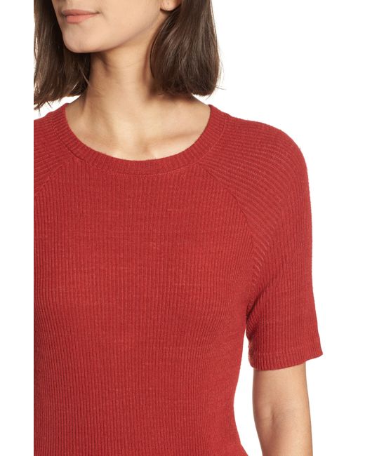AG Jeans Red Irene Ribbed Tee