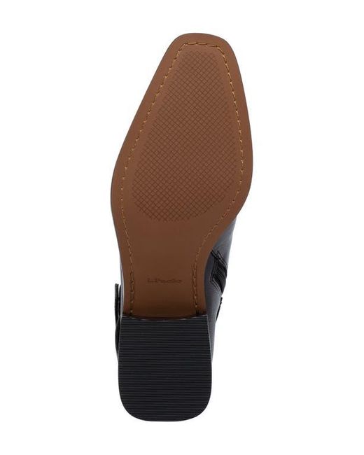 Linea Paolo Black Leather Pointed-Toe Knee-High Buckle Boots