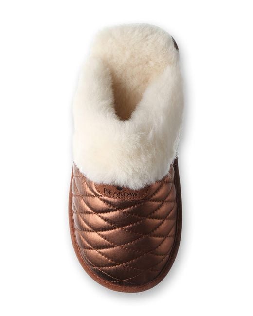 BEARPAW Brown Effie Genuine Sheepskin Fur Lined Slipper