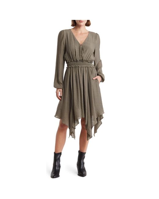 Wishlist Long Sleeve Handkerchief Hem Dress in Green Lyst