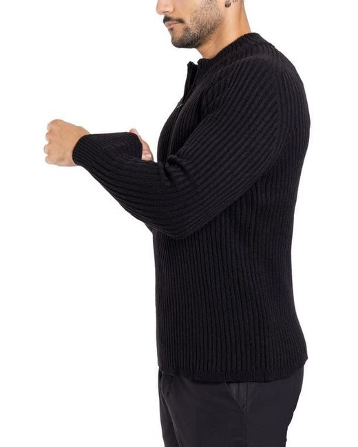 Xray Jeans Black Rib Quarter Zip Sweater for men