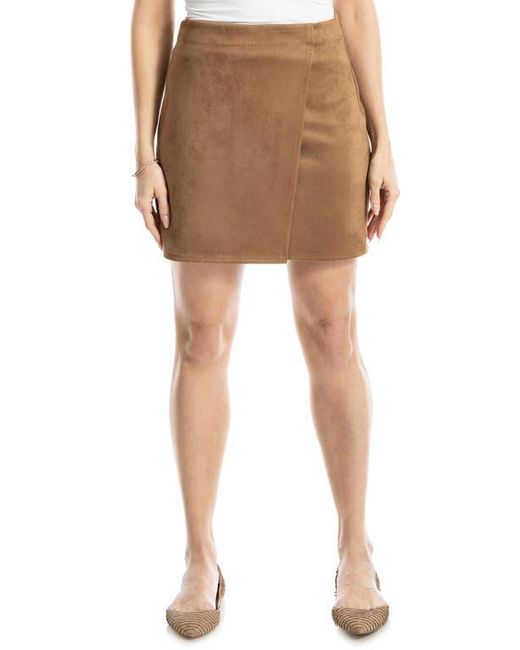 Max Studio Brown Faux Suede Wrap Miniskirt