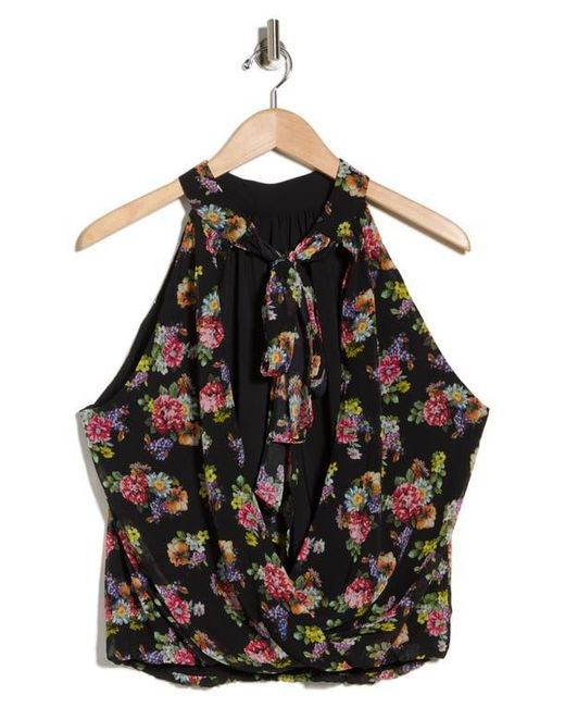 Alice + Olivia Black Maris Floral Halter Top