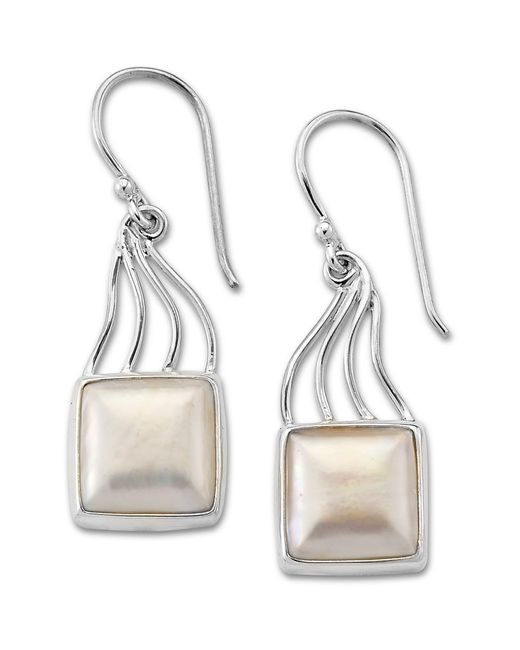 Samuel B. White Sterling Silver Mabe Pearl Square Drop Earrings
