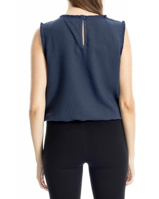 Max Studio Blue Ruffle Front Sleeveless Top