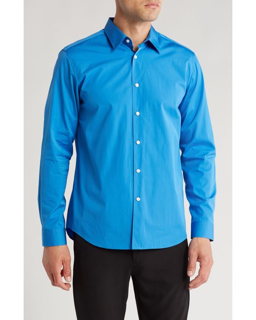 Theory Blue Irving Long Sleeve Cotton Button-up Shirt for men