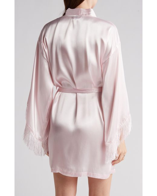 In Bloom Pink Fringe Sleeve Satin Bridal Robe