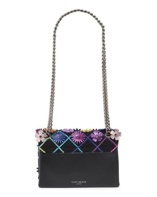 Kurt Geiger Blue Mini Kensington Flowers Convertible Shoulder Bag