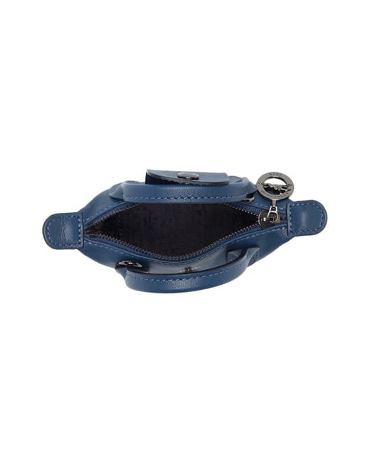 Longchamp Blue Le Pliage Cuir Nano Crossbody Bag