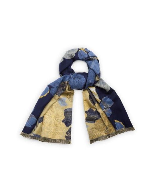 Saachi Blue Metallic Touch Reversible Scarf