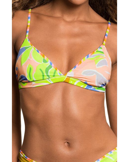 Maaji Yellow Rainbow Stripe Affair Reversible Bikini Top