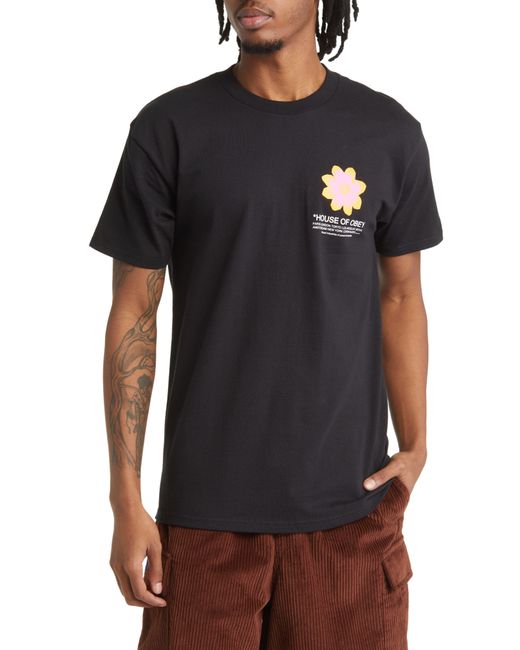 Obey Black House Of Flower Graphic Tee for men